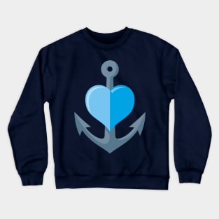 Anchor with Blue Heart Crewneck Sweatshirt